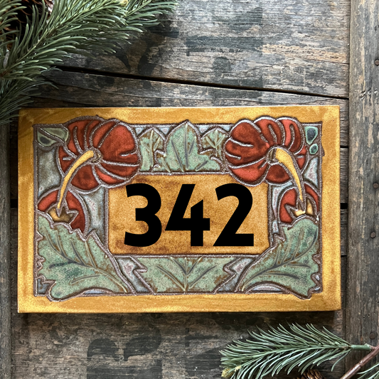 Ready to Ship Custom Address Tile - Personalized House Number Sign - Custom Sign - Handmade Floral Sign