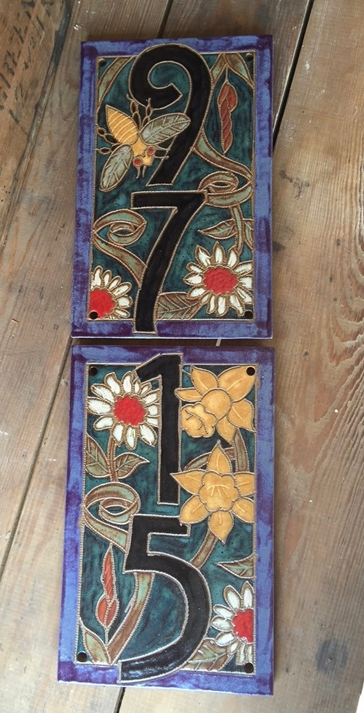One of a Kind Two Piece Floral Address Tile - House Number Sign - Airbnb Sign - Custom Business Sign - Family Sign
