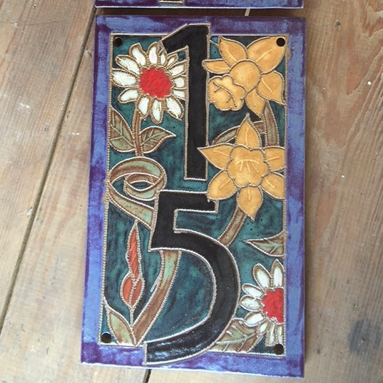 One of a Kind Two Piece Floral Address Tile - House Number Sign - Airbnb Sign - Custom Business Sign - Family Sign