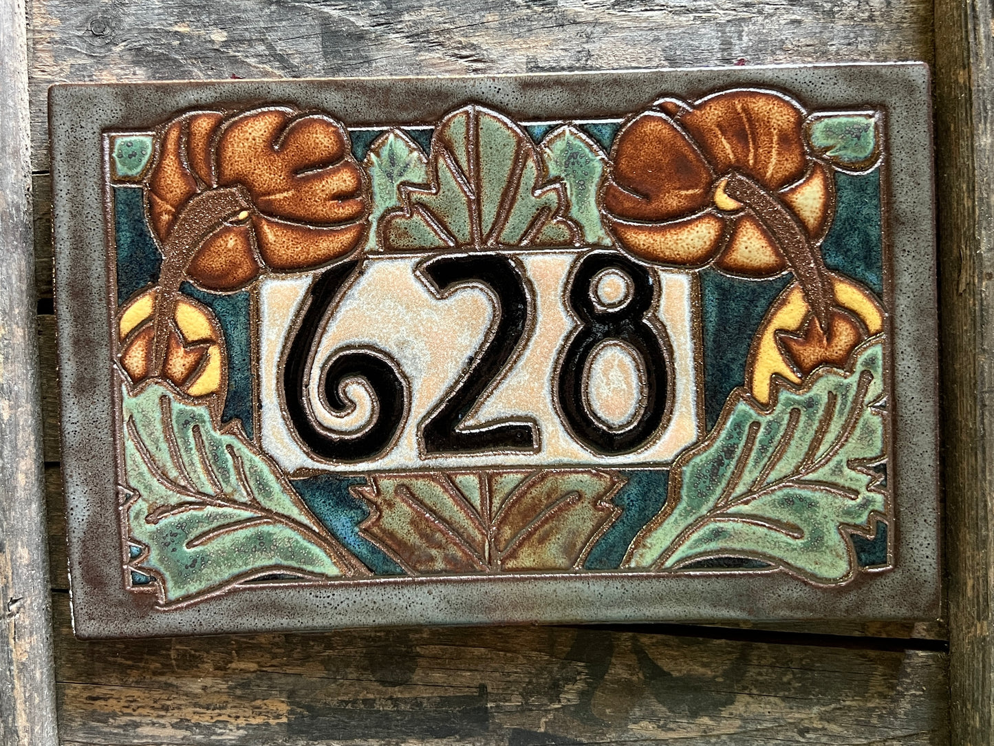 One of a Kind Address Tile - Hibiscus House Number Sign - Custom Sign - Airbnb Vacation Rental Sign - Beach or Mountain House