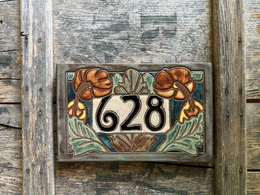 One of a Kind Address Tile - Hibiscus House Number Sign - Custom Sign - Airbnb Vacation Rental Sign - Beach or Mountain House