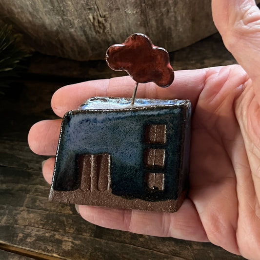 Ceramic Tiny House - Miniature Sculpture - Fairy House - Terrarium House